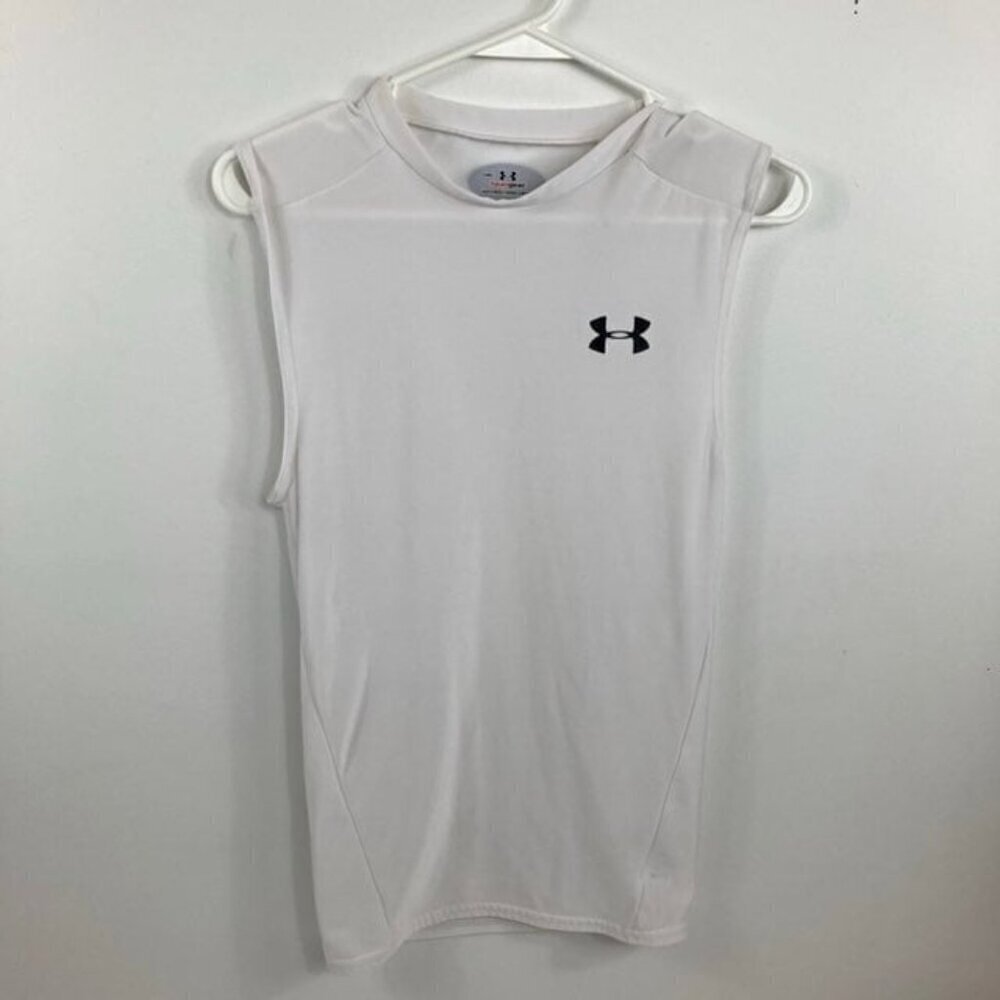 Mens Under Armour Heat Gear Stretch Muscle Tank Top‎ White M